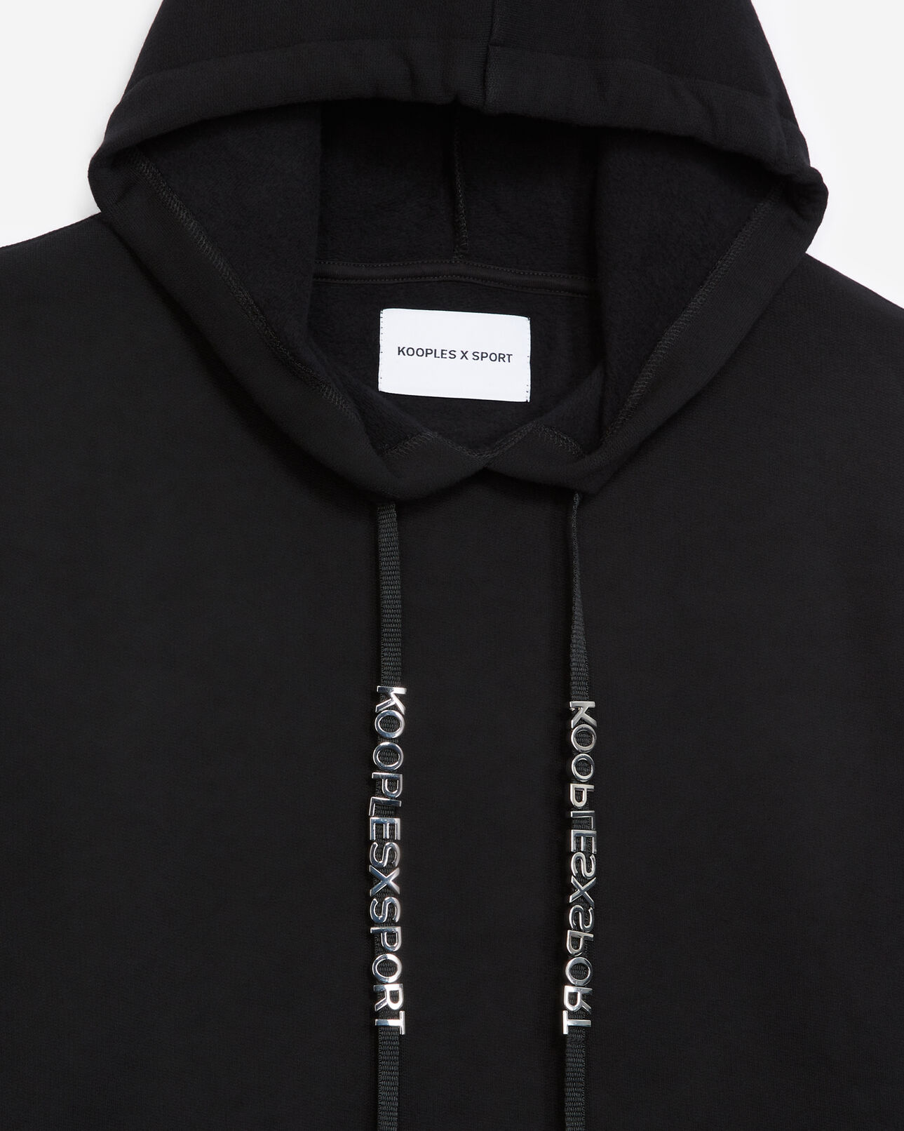 The Kooples WOMEN BLACK hooded black sweatshirt w/printed drawstring