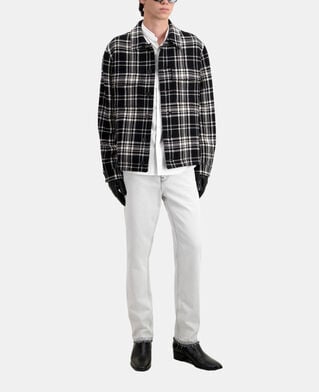 The Kooples HERREN BLACK WHITE blaue karierte hemdjacke aus wollmischung