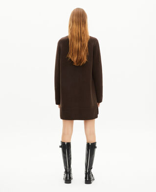 The Kooples WOMEN BROWN short dress in brown wool