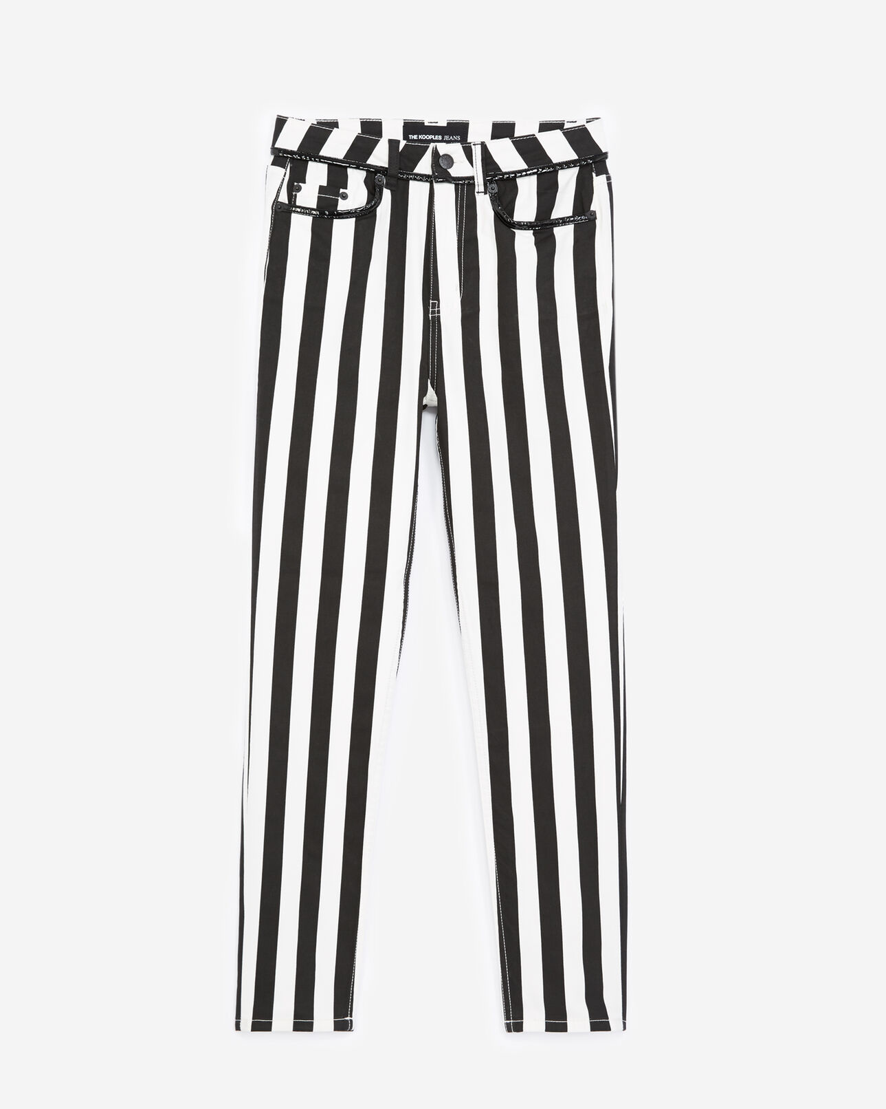 The Kooples WOMEN BLACK WHITE black and white striped slim-fit jeans