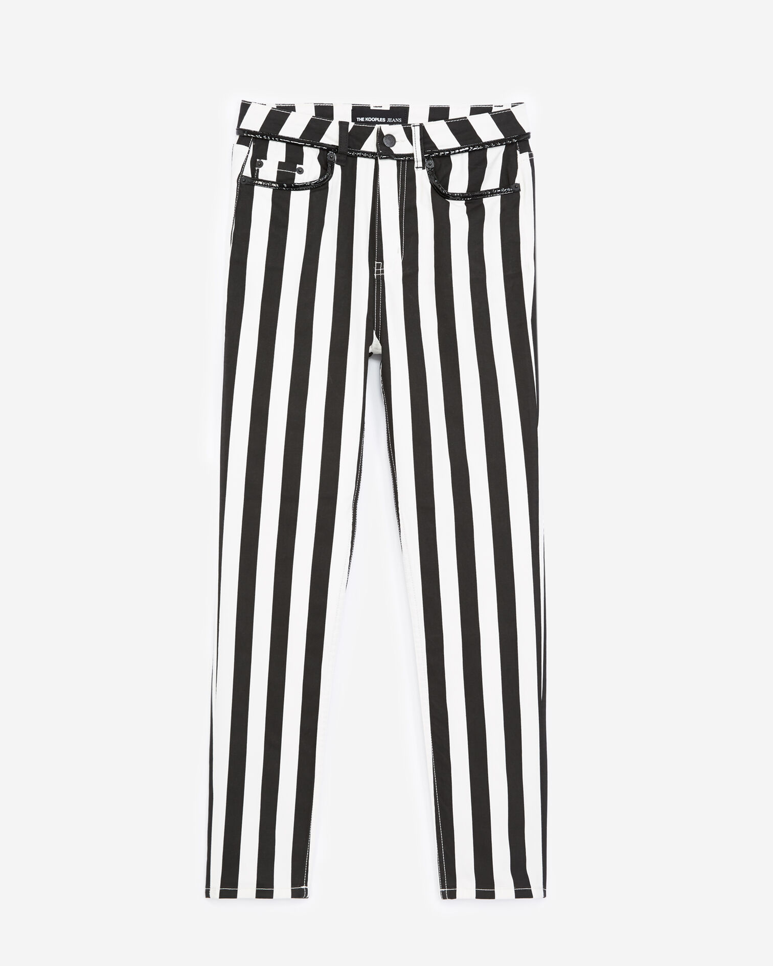 Black and white striped slim-fit jeans, BLACK WHITE, hi-res image number null