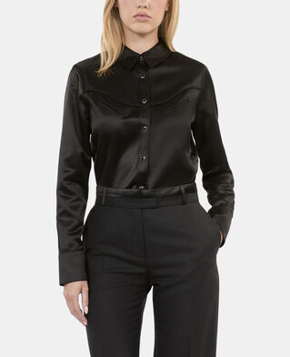 The Kooples F BLACK black western-style satin shirt