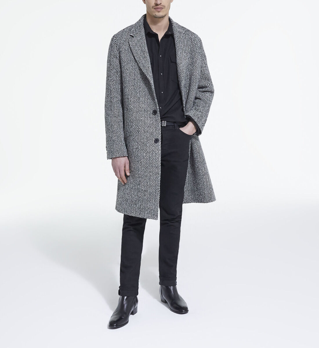 Printed wool coat discount