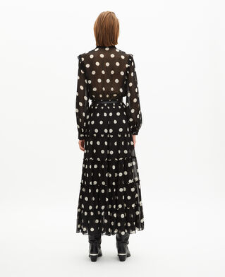 The Kooples FEMME BLACK WHITE robe longue à pois noire