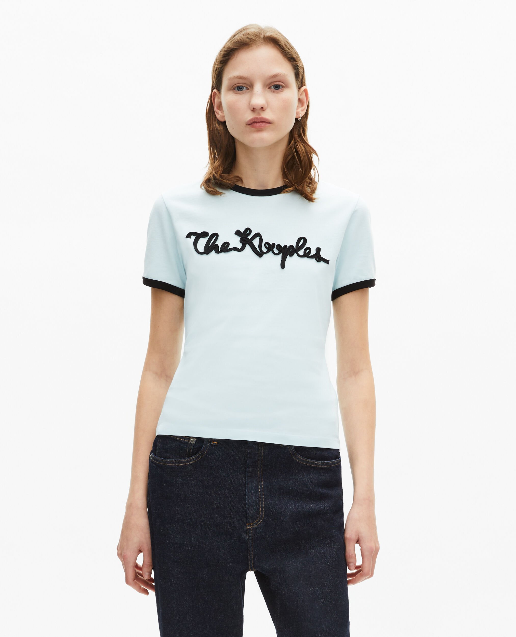 T-shirt broderie ruban bleu clair, BABY BLUE, hi-res image number null