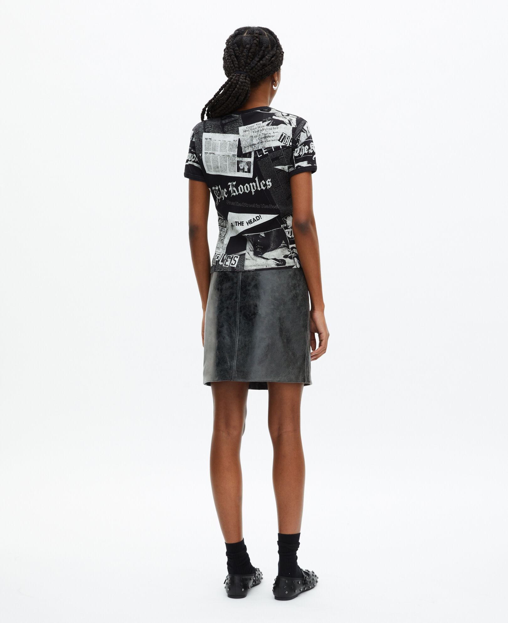 The Kooples WOMEN BLACK WASHED t-shirt with black and white screen printing