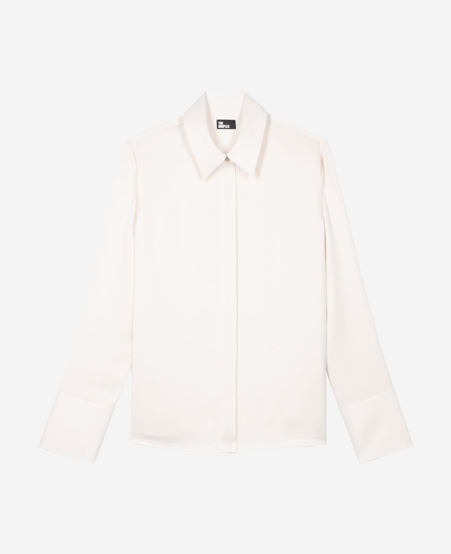 The Kooples WOMEN WHITE ecru satin shirt