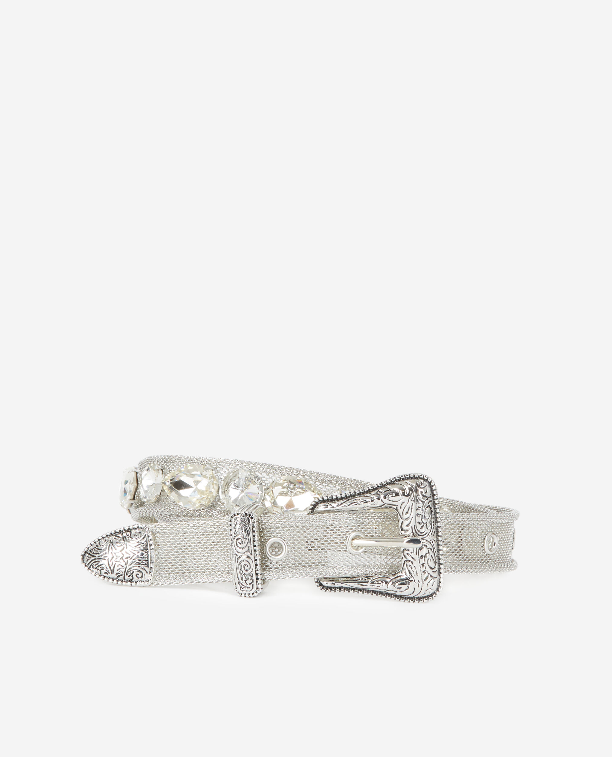 Ceinture avec bijoux et boucle western, WHITE / SILVER, hi-res image number null