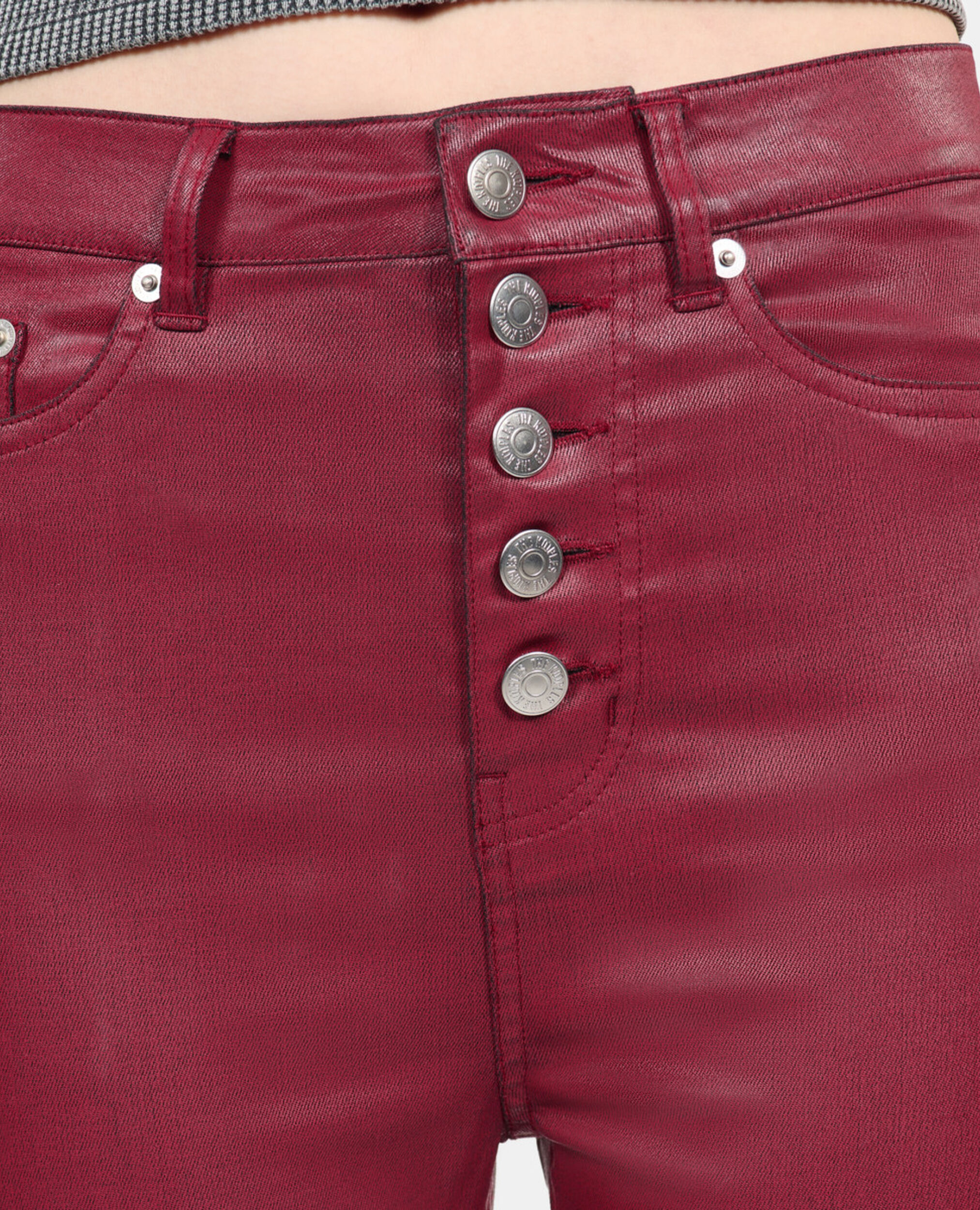 Red leather-effect skinny jeans, DARK RED, hi-res image number null