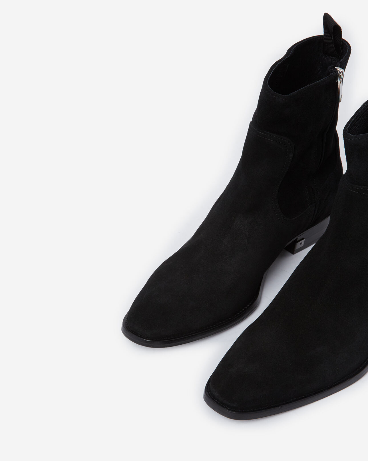 The Kooples HOMME BLACK boots noires daim talons montantes