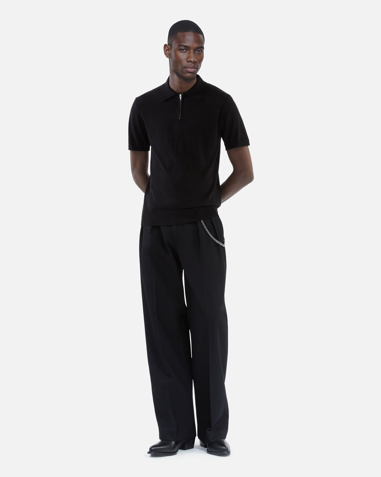 The Kooples HOMME BLACK polo en maille noir