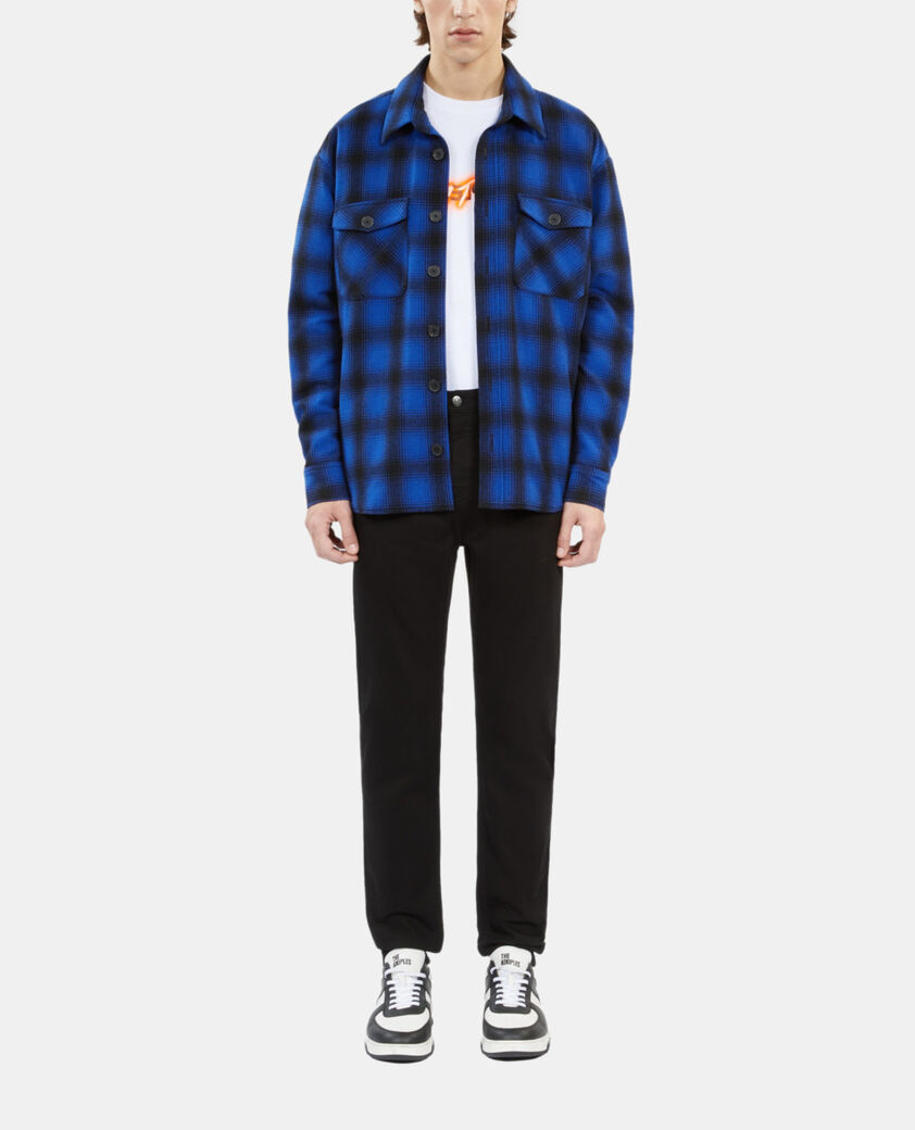 The Kooples HOMME BLUE BLACK blouson type surchemise à carreaux