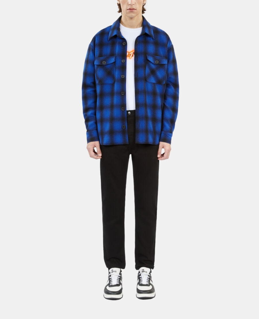 The Kooples HOMME BLUE BLACK blouson type surchemise à carreaux