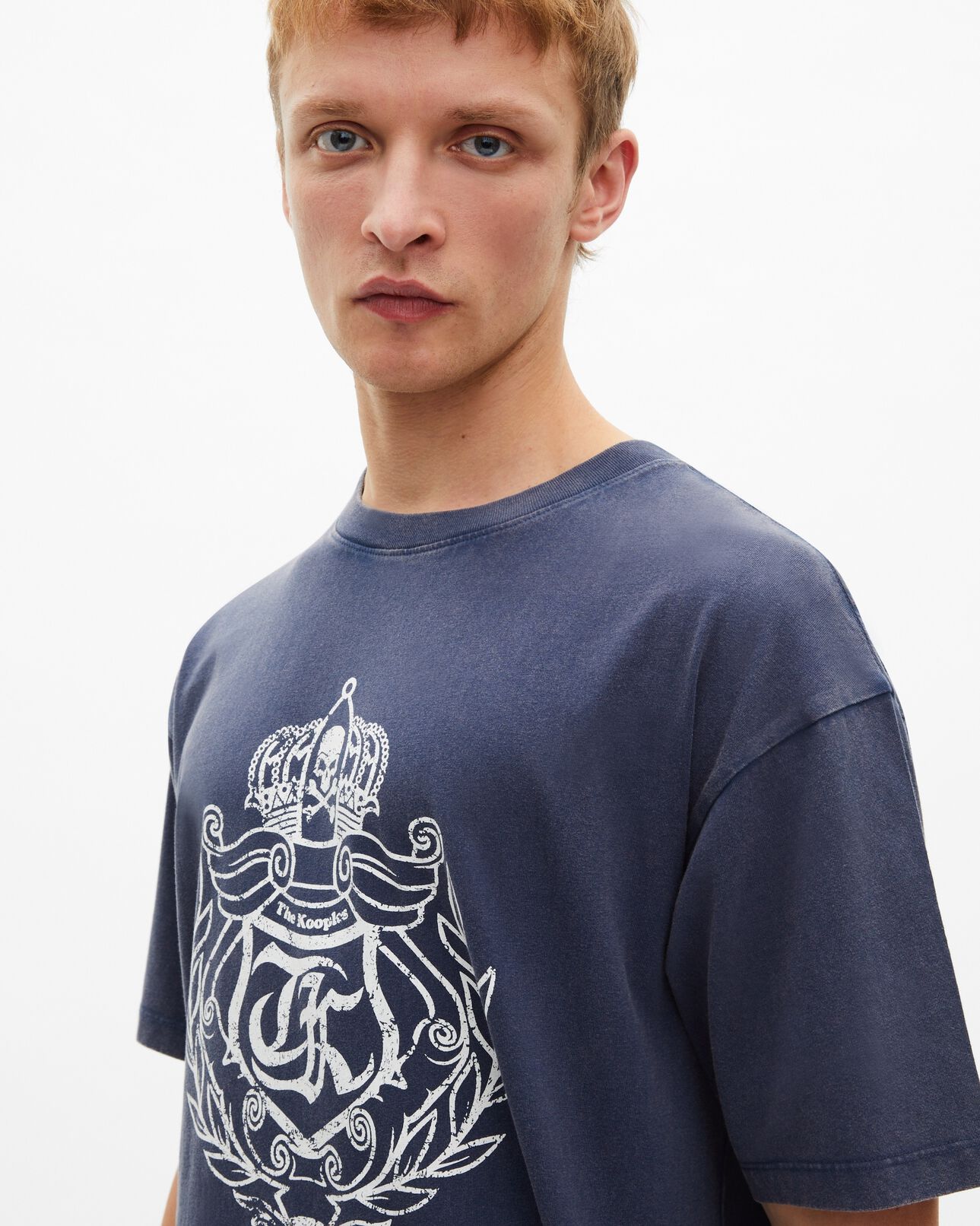 The Kooples MEN DARK NAVY t-shirt with navy screen print