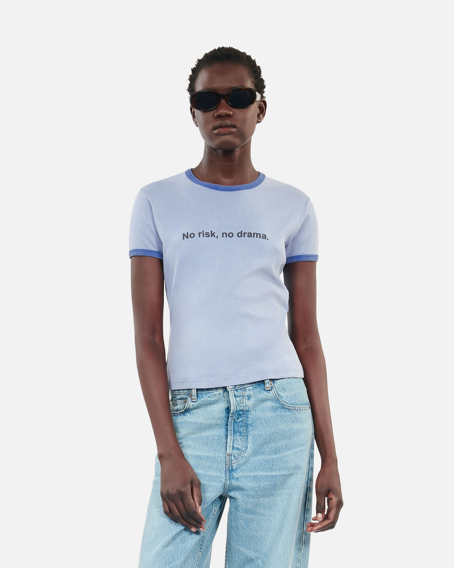 Blue No risk serigraphy t-shirt, STONE BLUE, hi-res image number null