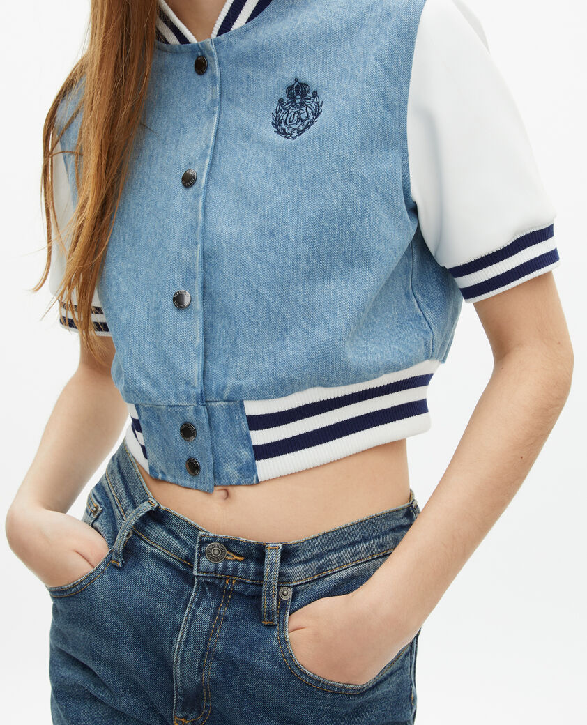 The Kooples MUJER BLUE WHITE cazadora vaquera de manga corta