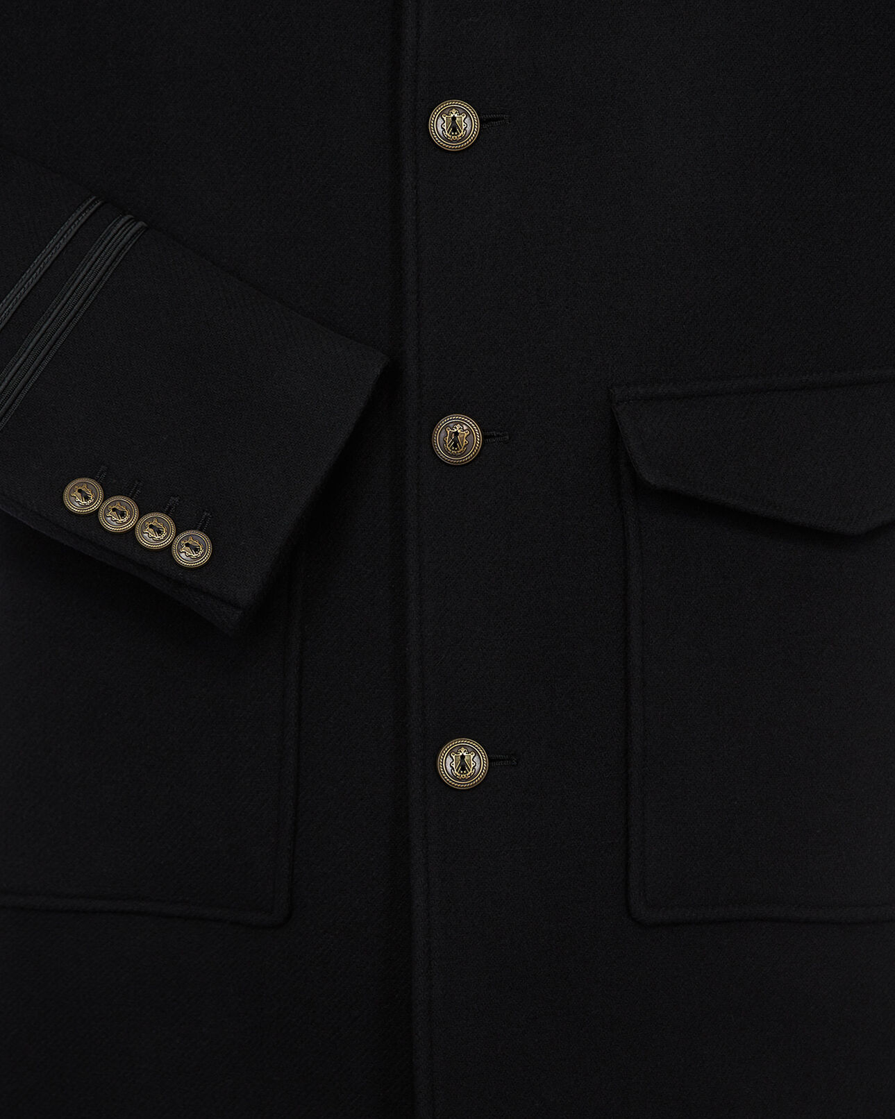 The Kooples MEN BLACK oversized wool coat with leather collar