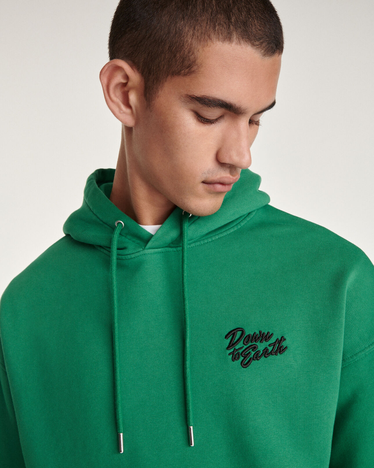 The Kooples HOMME GREEN sweat capuche vert coton à logo