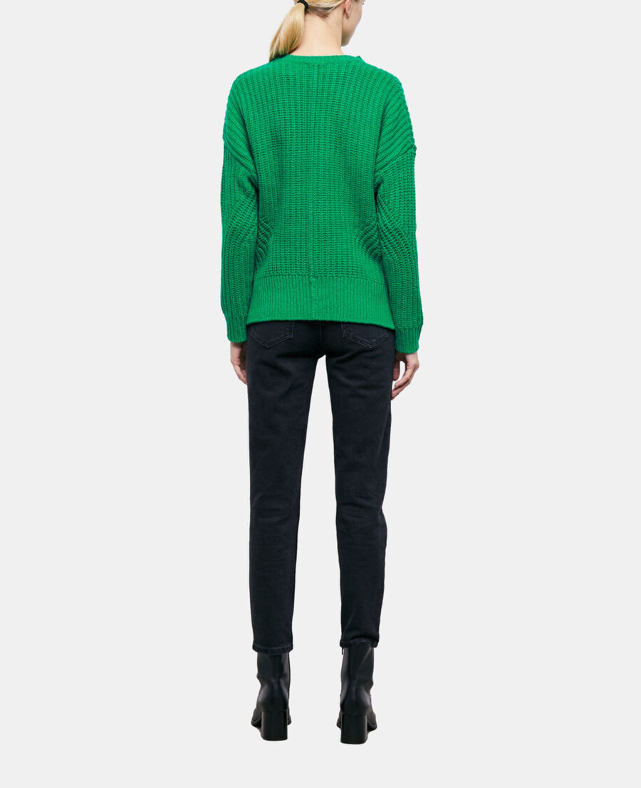 green wool sweater
