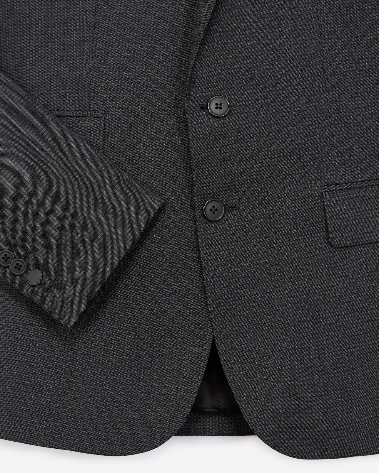 The Kooples HOMME ANTHRACITE veste laine grise micro-carreaux slim
