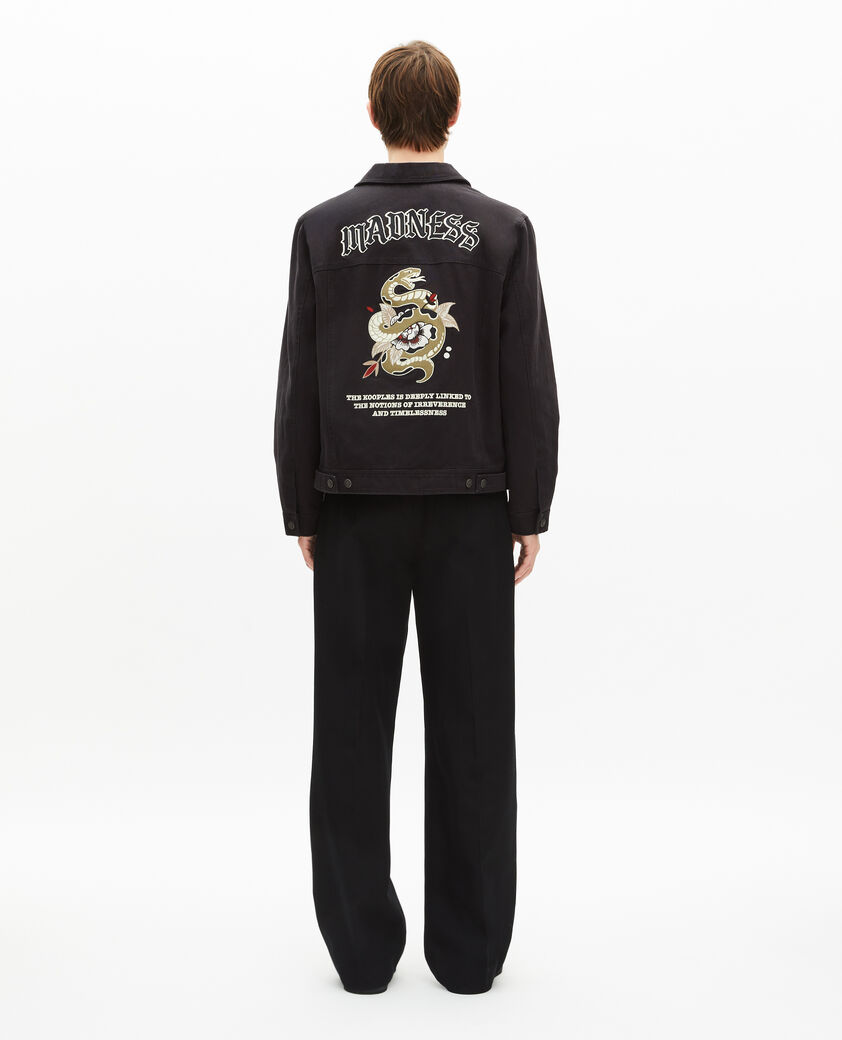 The Kooples H BLACK USED LIGHT black embroidered jacket