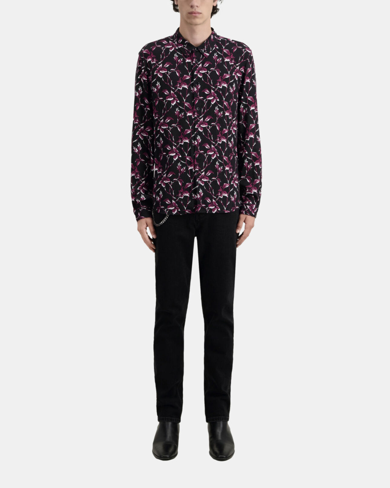 The Kooples HOMBRE BLACK - BURGUNDY camisa estampada