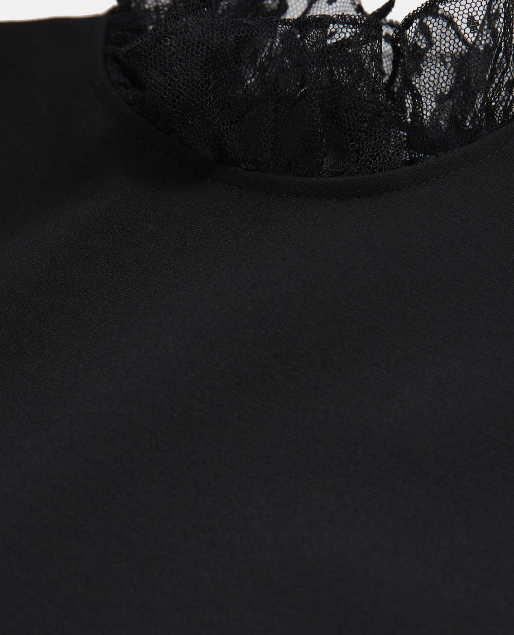 Schwarzes kurzes Kleid mit Stehkragen, BLACK, hi-res image number null