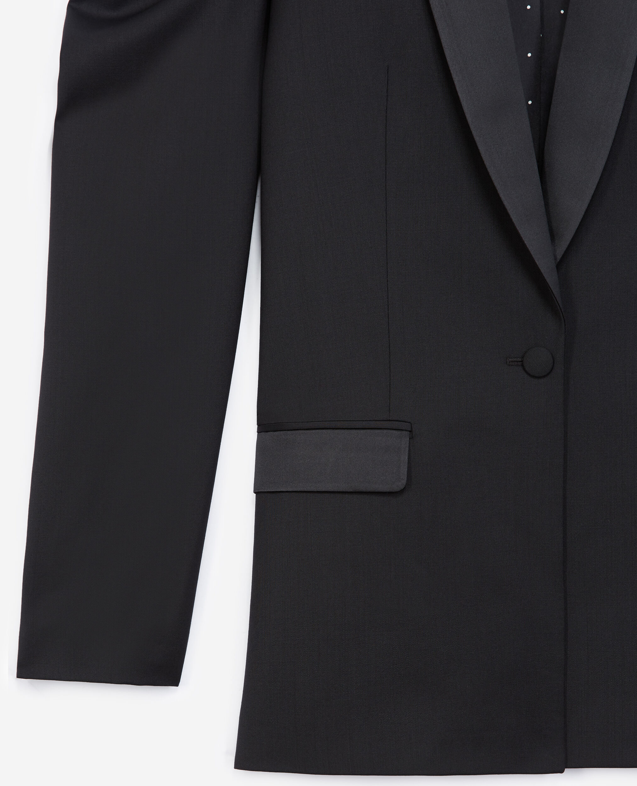 Black wool tuxedo jacket, BLACK, hi-res image number null