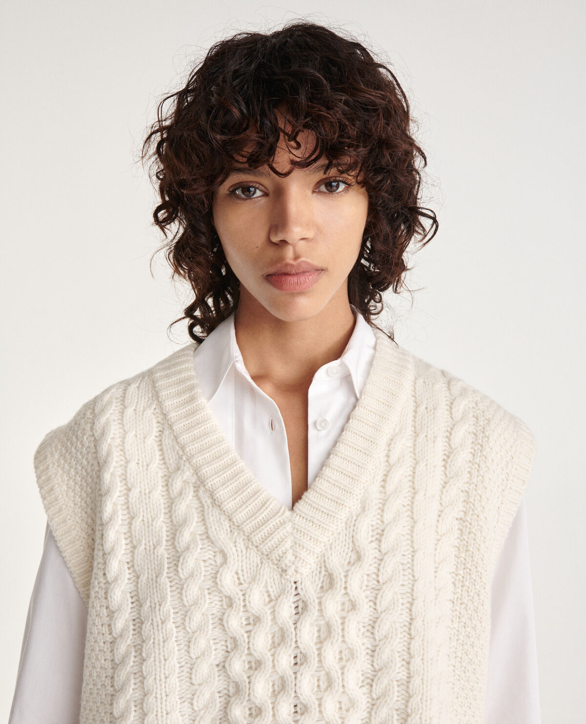 Pull en sale laine sans manche