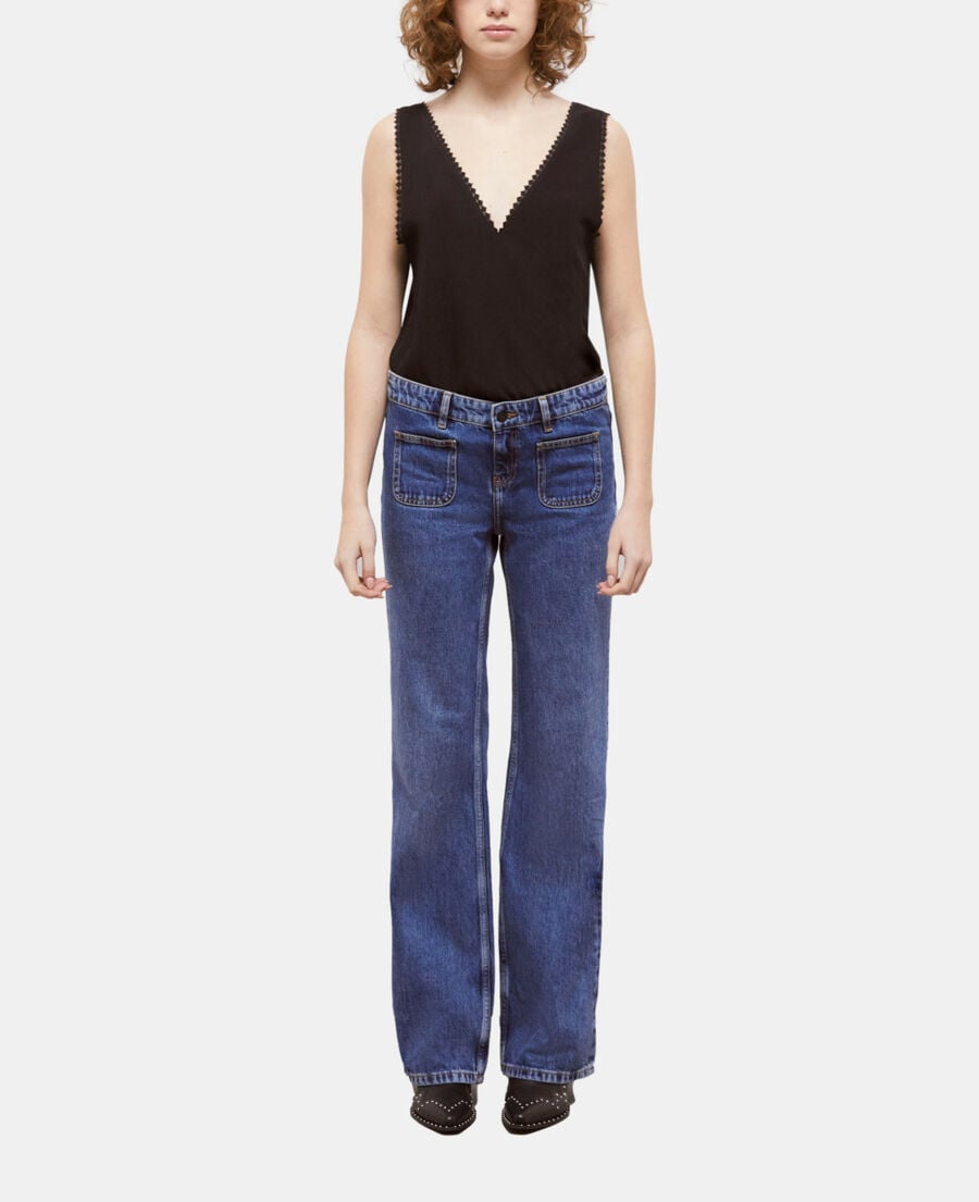 The Kooples WOMEN BLUE DENIM blue flare jeans