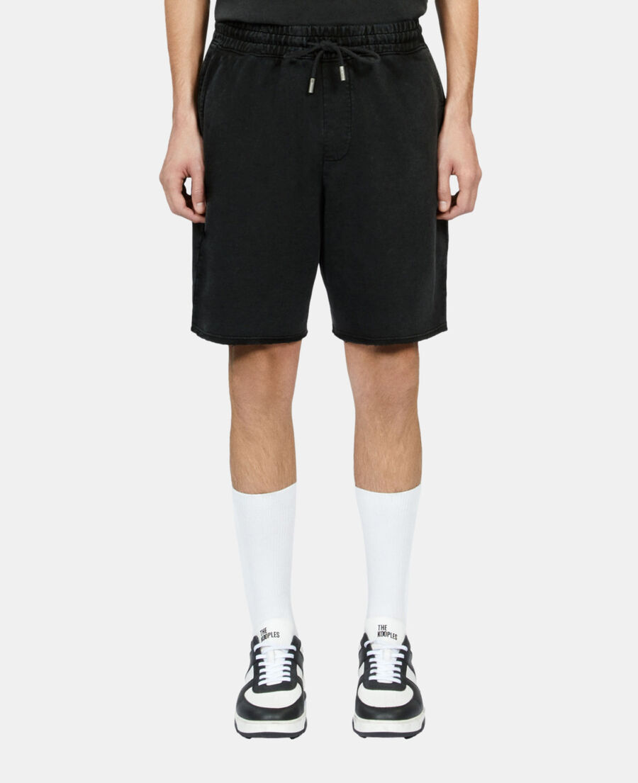 The Kooples H BLACK WASHED black cotton shorts