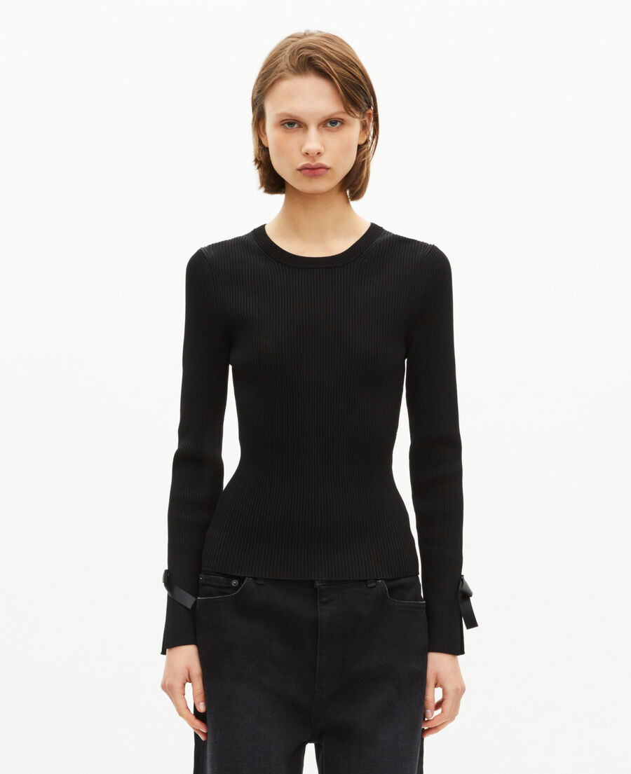 The Kooples WOMEN BLACK sweater with black ribbons