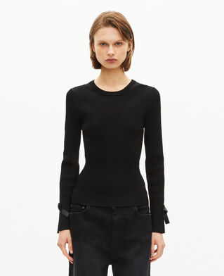 The Kooples WOMEN BLACK sweater with black ribbons
