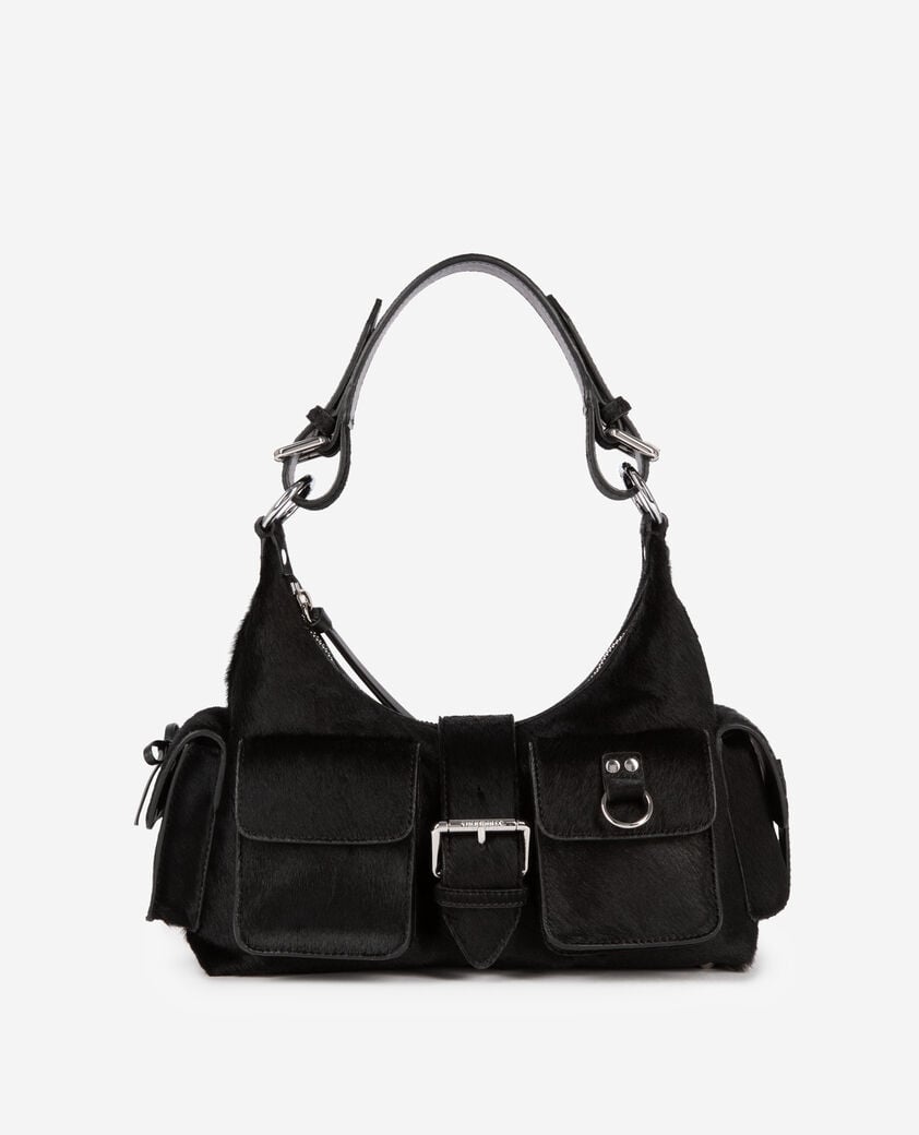 The Kooples WOMEN BLACK amelia bag in black foal effect