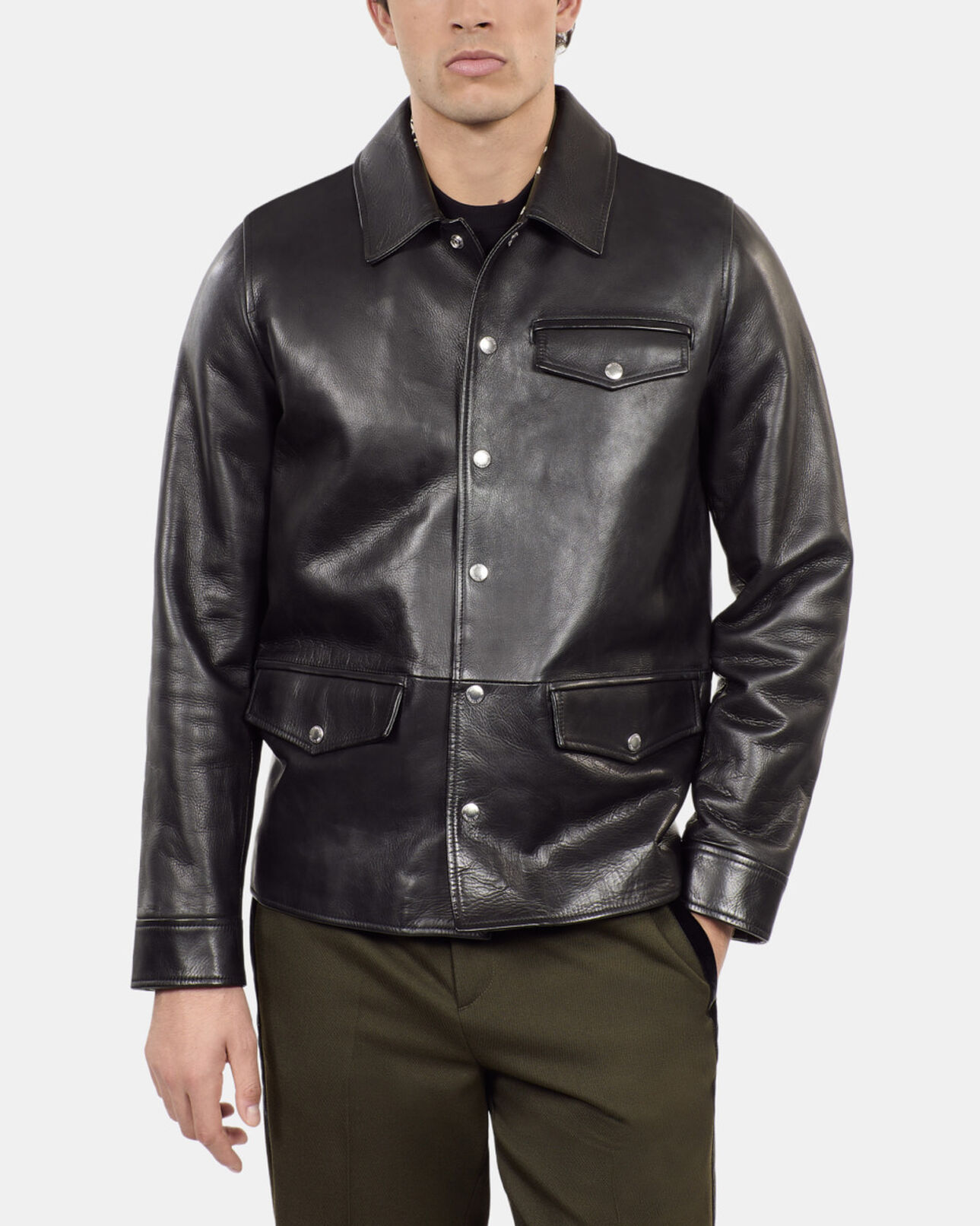 The Kooples MEN BLACK black leather jacket