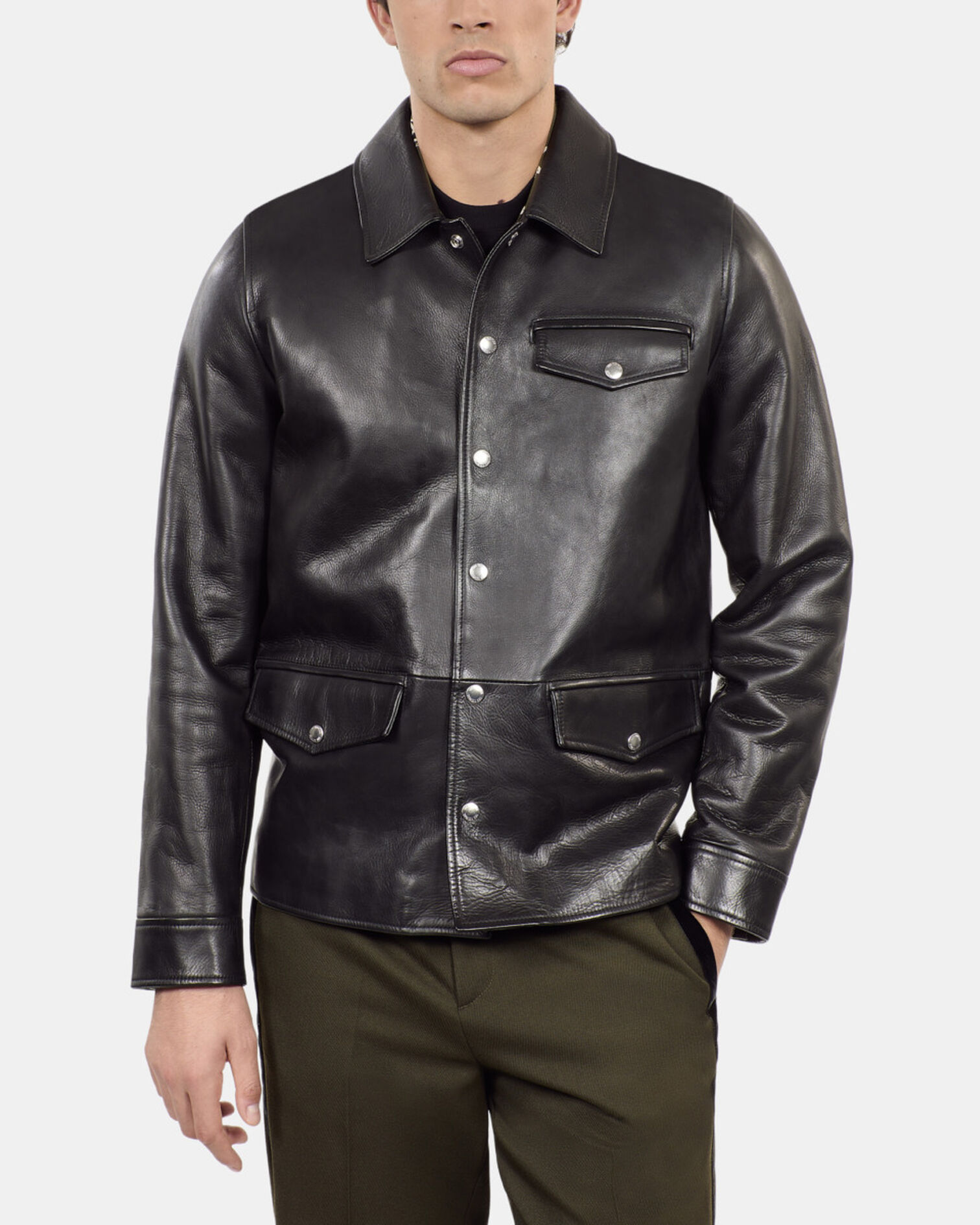 Black leather jacket, BLACK, hi-res image number null