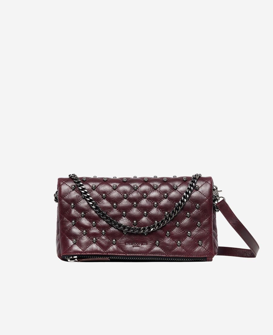 The Kooples WOMEN BURGUNDY heritage small clutch bag in burgundy leather