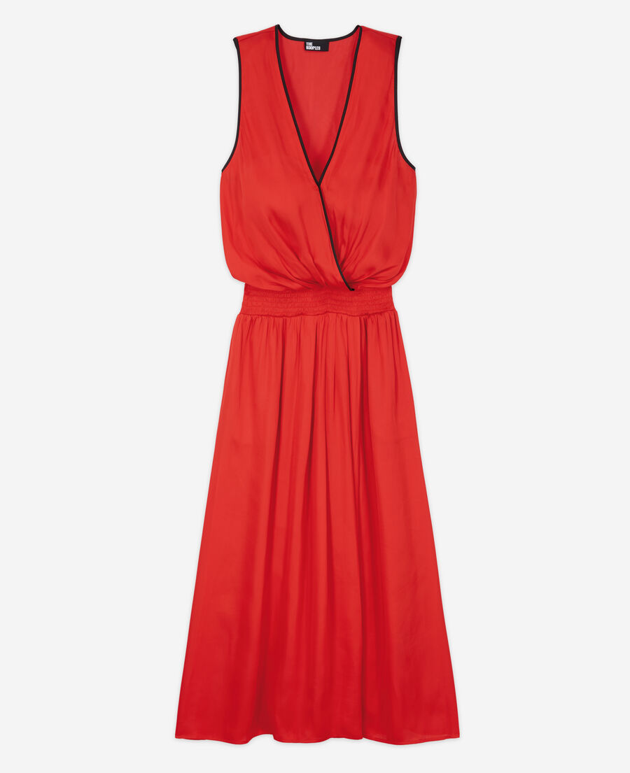 vestido largo satinado rojo