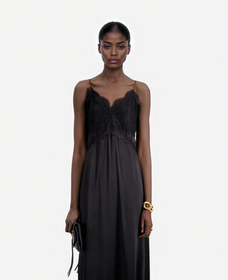 The Kooples FEMME BLACK robe nuisette longue avec dentelle noire