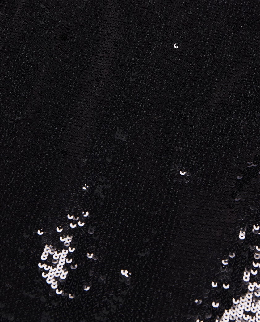 The Kooples F BLACK STONE short black sequin skirt