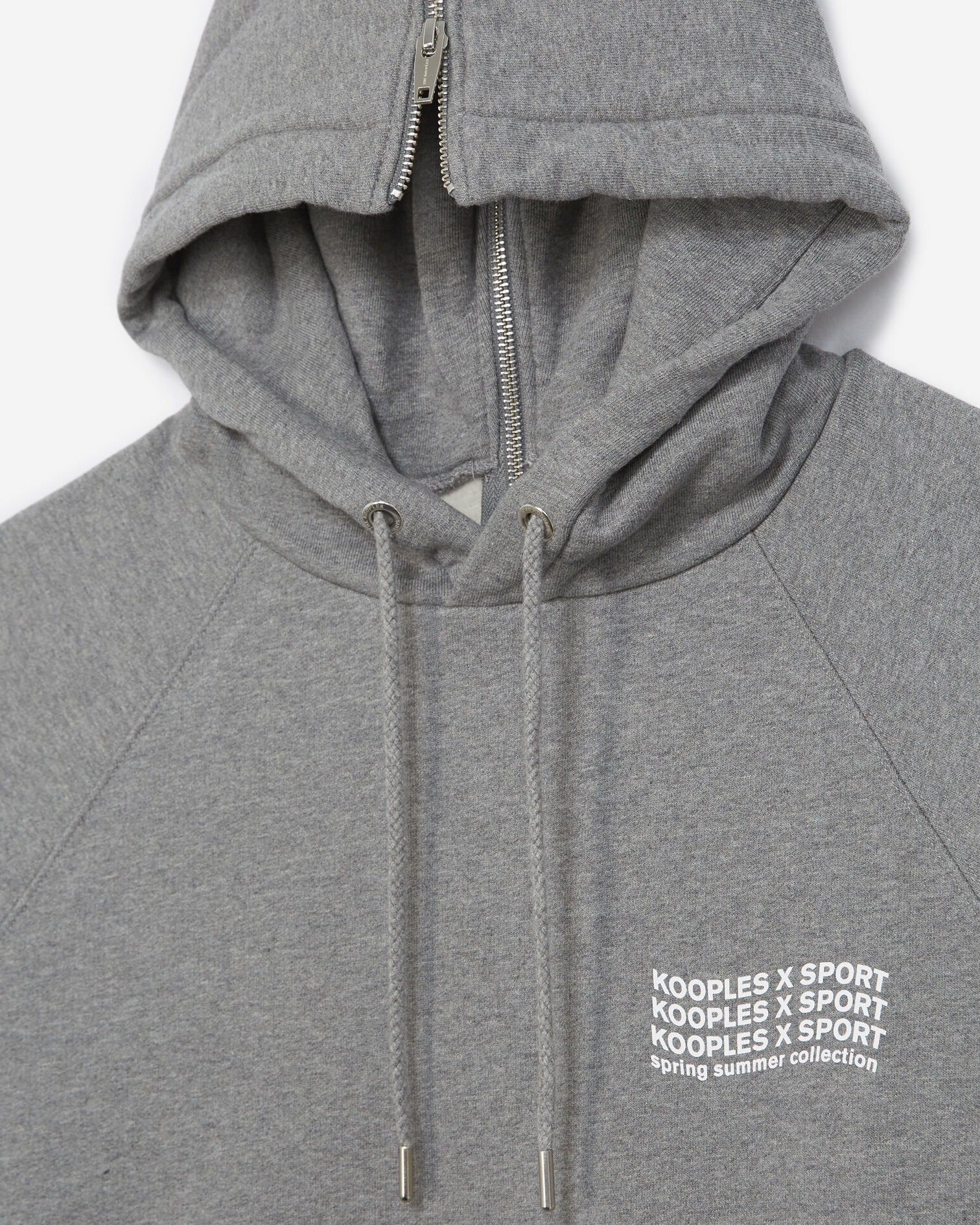 Sweat coton gris chiné capuche et logo, GREY MELANGE, hi-res image number null