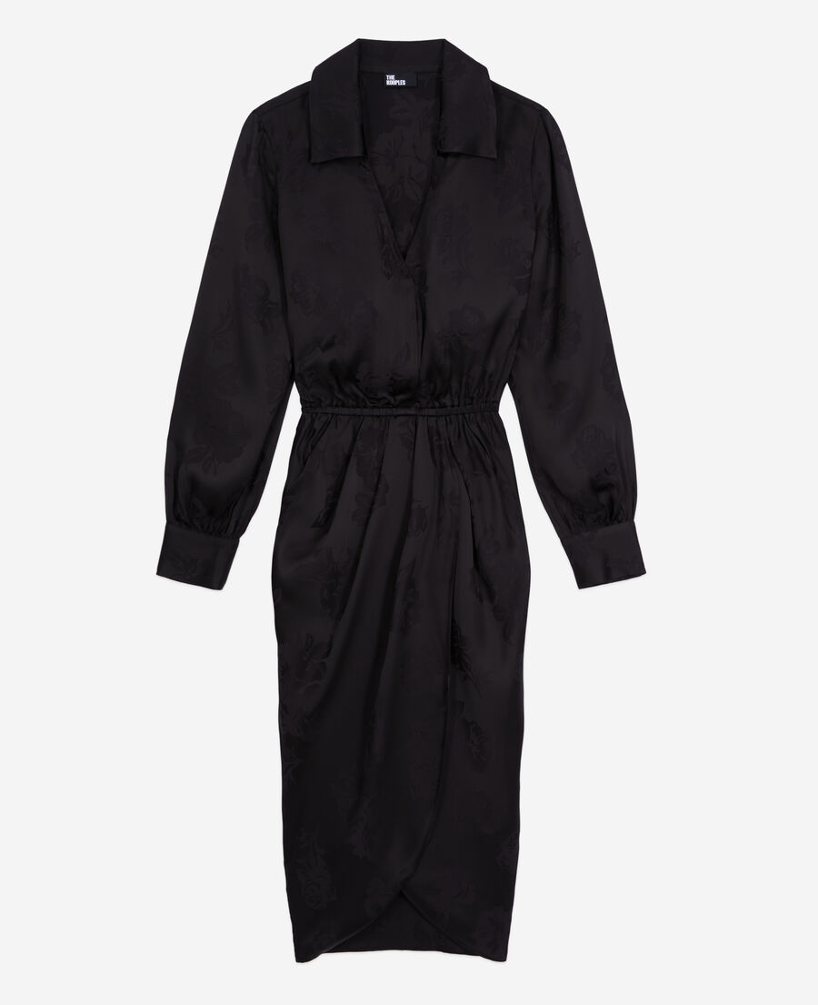 The Kooples F BLACK mid-length black dress with flowers