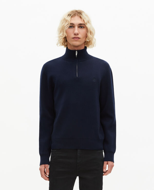 The Kooples MEN NAVY double-faced navy trucker-neck sweater