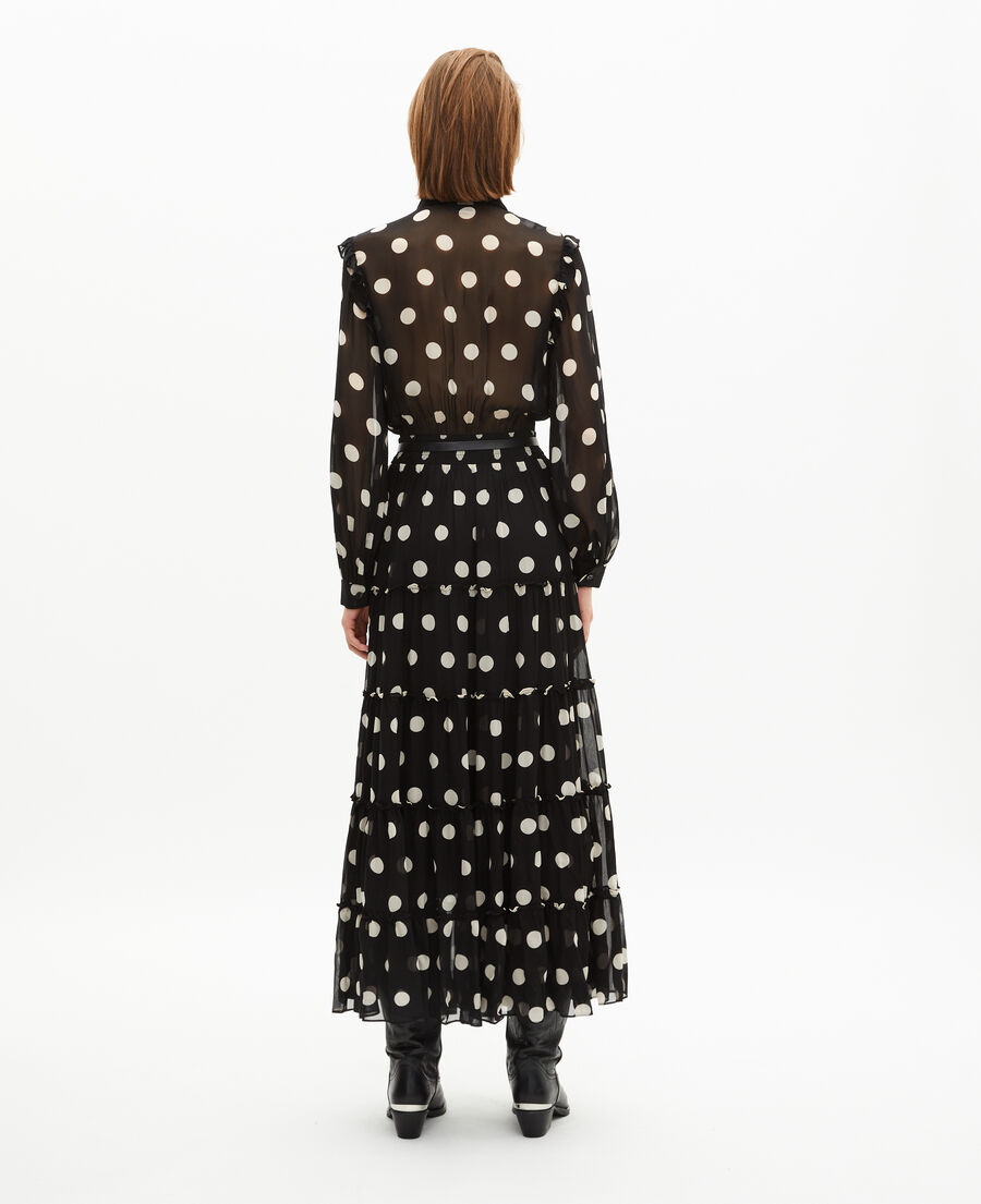 The Kooples DAMEN BLACK WHITE langes kleid mit schwarzen punkten