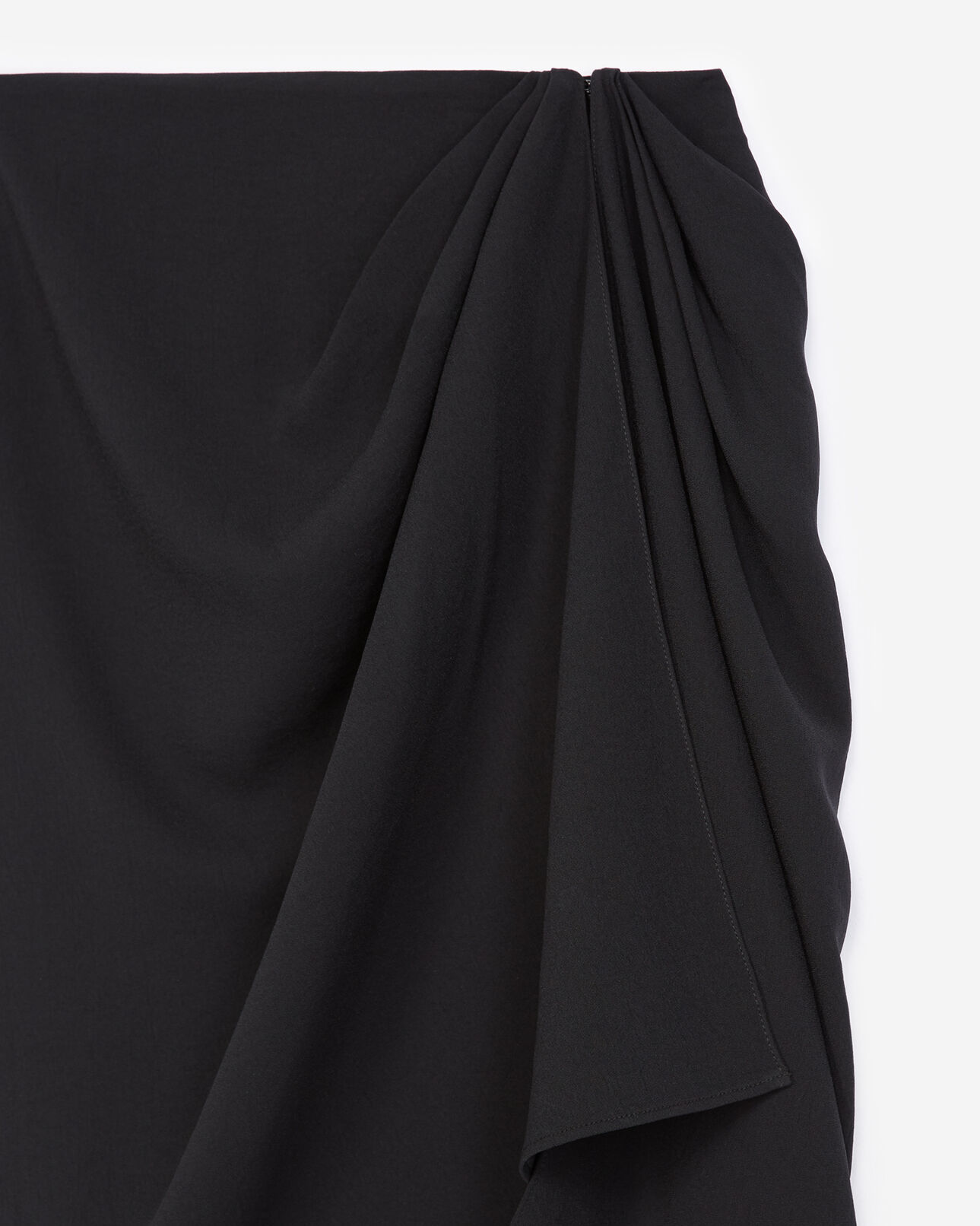 The Kooples FEMME BLACK jupe portefeuille satin noir ceinturée