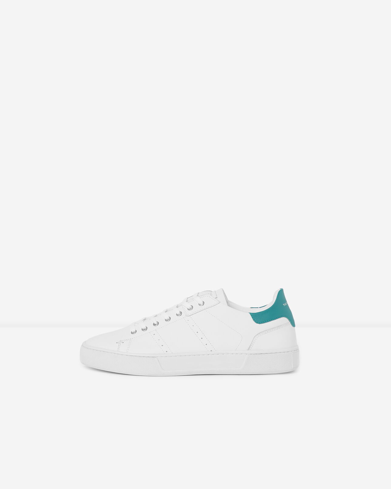 The Kooples HOMME WHITE / GREEN baskets basses blanches cuir empiècement vert
