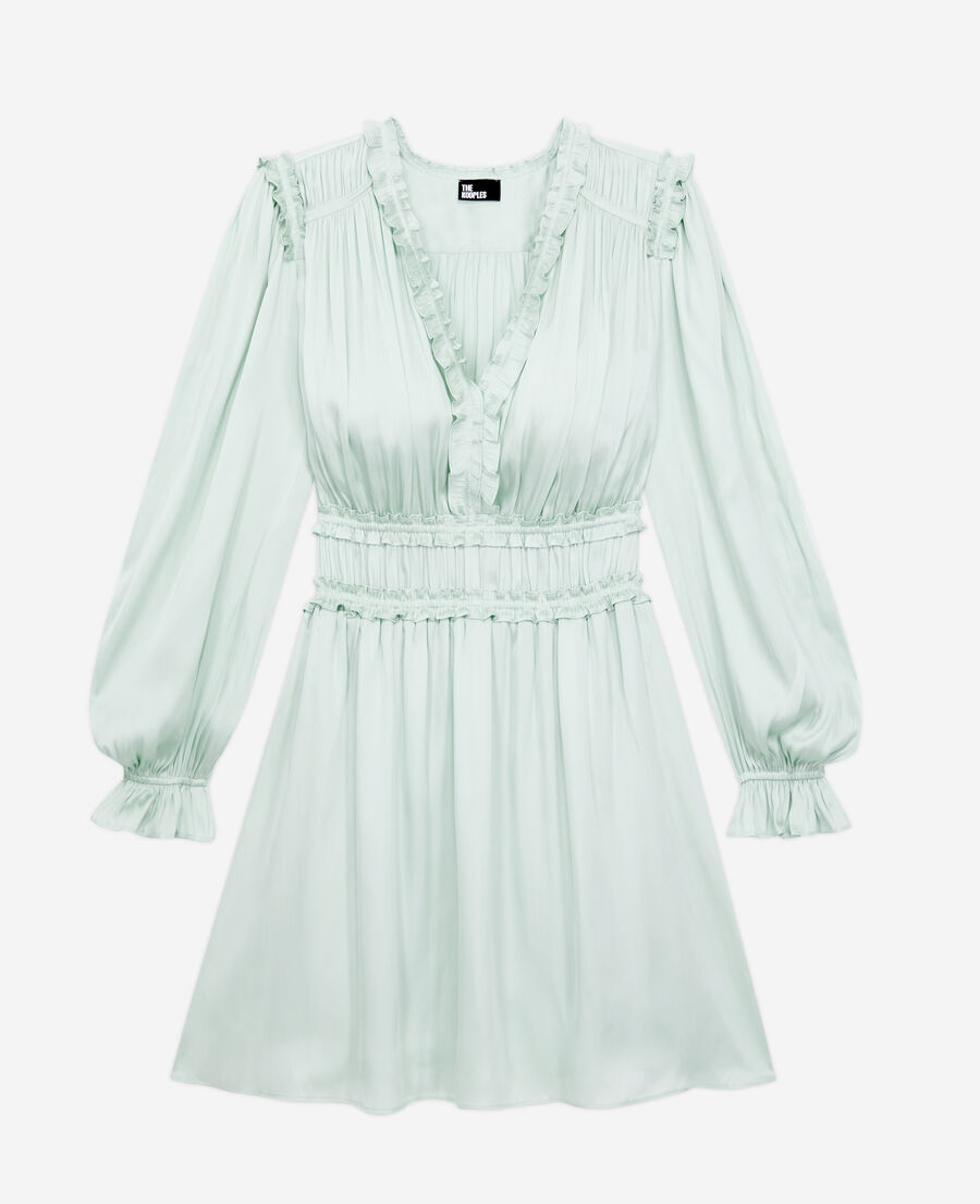 robe courte bleue avec fronces