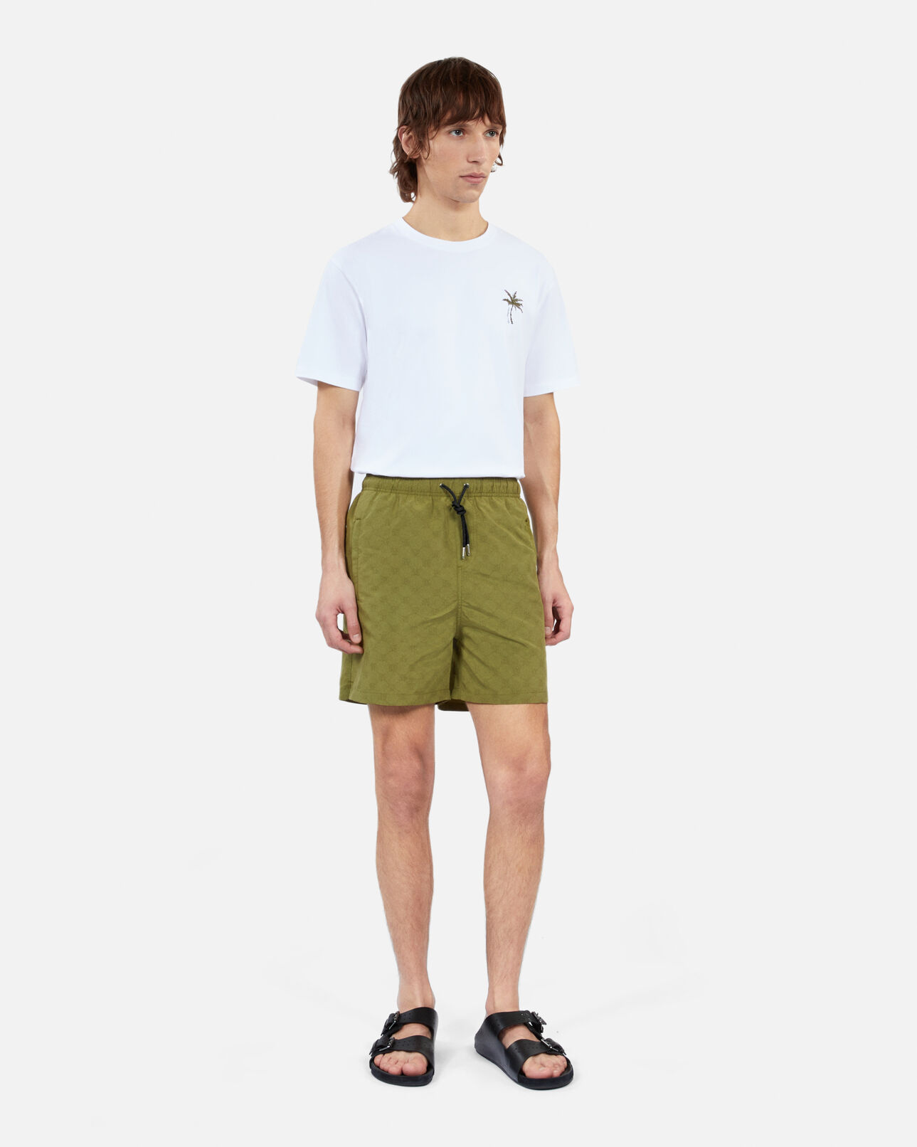The Kooples MEN KAKI monogram khaki swim shorts