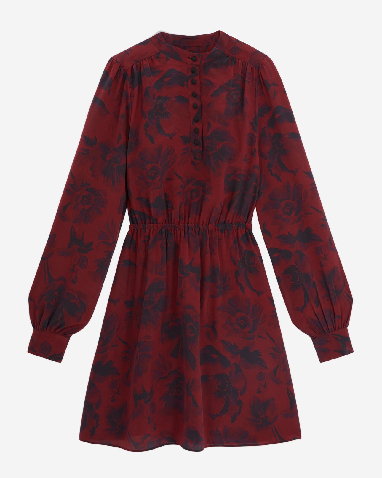 The Kooples FEMME BLACK - BURGUNDY robe courte imprimée