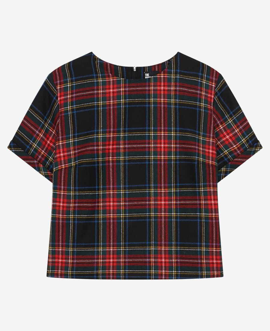 The Kooples FEMME ROUGE NOIR top en tartan rouge et noir